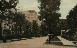 North Street at Delaware Avenue Showing Hotel Lenox Postcard