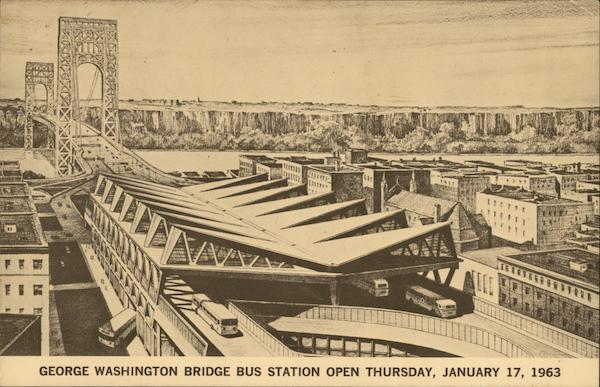 George Washington Bridge Bus Station New York City Ny Postcard