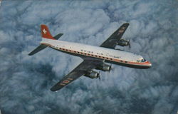 Swiss Air Lines Transatlantic DC-6 B Aircraft Postcard Postcard Postcard