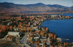 Aerial View of Lake Placid Village showing Olympic Arena New York Postcard Postcard Postcard