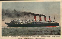 R.M.S. "Mauretania" (Cunard Line) Steamers Postcard Postcard Postcard