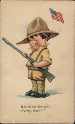 Army Boy Holding Gun Patriotic Postcard Postcard Postcard