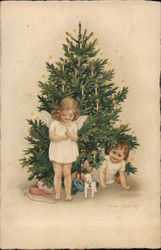 Children and Christmas Tree Postcard Postcard Postcard