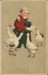 Feeding the Geese Postcard