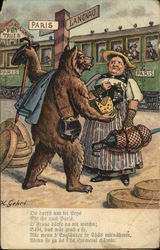 Bear Asking Directions About Paris Train Bears Postcard Postcard Postcard