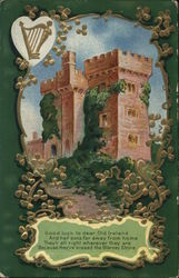 Castle, Shamrocks and Irish Poem Postcard