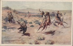 Cowboys Roping a Bear Postcard