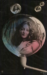 Portrait of Woman in Bubble Postcard