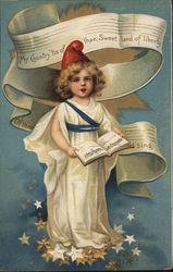 Angel Singing "My Country Tis of Thee" Postcard