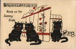 Three Black Cats, Two Singing "Keep on the Sunny Side" Postcard Postcard Postcard