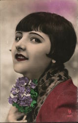 Pretty Woman with Short Hair Postcard