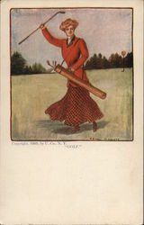 Woman Playing Golf Women Postcard Postcard Postcard