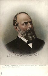 James A. Garfield twentieth President of the U.S. Served from March 4, 1881 to Sept. 19, 1881 Presidents Postcard Postcard Postcard