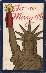 Statue of Liberty Holding a Firecracker 4th of July Postcard Postcard Postcard