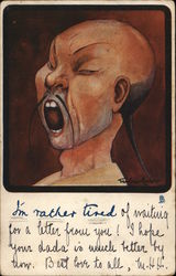 Asian Man Yawning Postcard