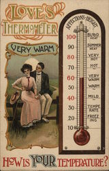 Love's Thermometer Very Warm Couples Postcard Postcard Postcard