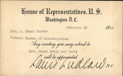 1946 House of Respresentatives, US, J. Edgar Hoover Postcard