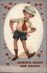 A Little Boy Dancing with Hearts Postcard