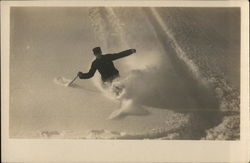 Man Skiing down Steep Slope Postcard Postcard