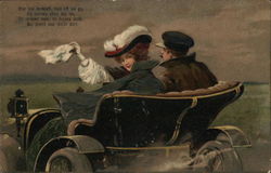 Couple Leaving in Car Postcard