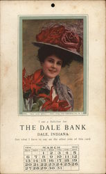 Woman in Hat With Red Flowers Dale Bank Indiana Postcard Postcard Postcard