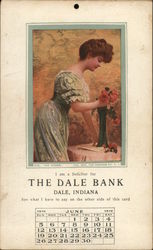 Woman Arranging Flowers The Dale Bank Indiana Postcard Postcard Postcard