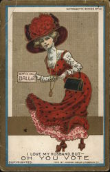 Woman in Red Voting Postcard