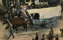 Sire Meeker's Ox-Drawn Tram Heads Industrial Parade, Kansas City, Oct. 5, 1910 Postcard