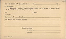 Sherman Williams Correspondence Card Advertising Postcard Postcard Postcard