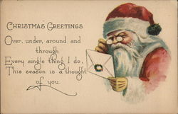 Santa Reading Letter Santa Claus Postcard Postcard Postcard