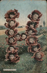 Children's Heads in Cabbages - Ltter "H" Alphabet Letters Postcard Postcard Postcard