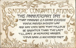 Sincere Congratulations - Anniversary Postcard