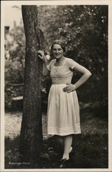 Hansi Preisinger Leaning Against a Tree Postcard