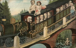 Children Riding on Train Multiple Babies Postcard Postcard Postcard