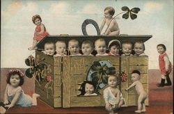 Eight Babies in a Box, Seven Babies Around the Box Postcard