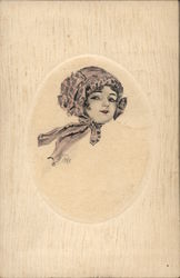 Drawing of Woman Postcard