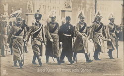 Kaiser Wilhelm II and his Sons Royalty Postcard Postcard Postcard