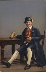 Well Dressed Man Sitting, with Stein of Beer Postcard