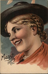 Woman in Black Hat Postcard