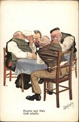 Men Drinking Around Table Postcard Postcard Postcard