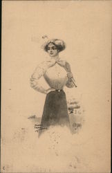 Drawing of Woman Golfer Postcard