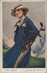 Woman Golfer in Blue Women Postcard Postcard Postcard