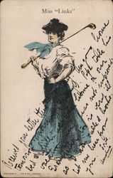 Woman Golfer in Blue Women Postcard Postcard Postcard