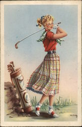 Dutch Lady Playing Golf Women Postcard Postcard