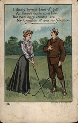 Couple Playing Golf Women Postcard Postcard Postcard