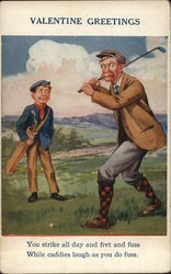 Man Playing Golf Postcard