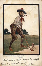 Skeleton Playing Golf Postcard Postcard Postcard