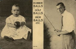 Baby With Ball & Golfer with Golf Club Postcard