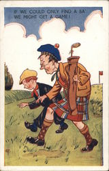 Golfer and Caddy Walking, Looking Postcard Postcard Postcard