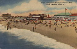 Scene Along Beach Front from Fishing Pier Point Pleasant Beach, NJ Postcard Postcard Postcard